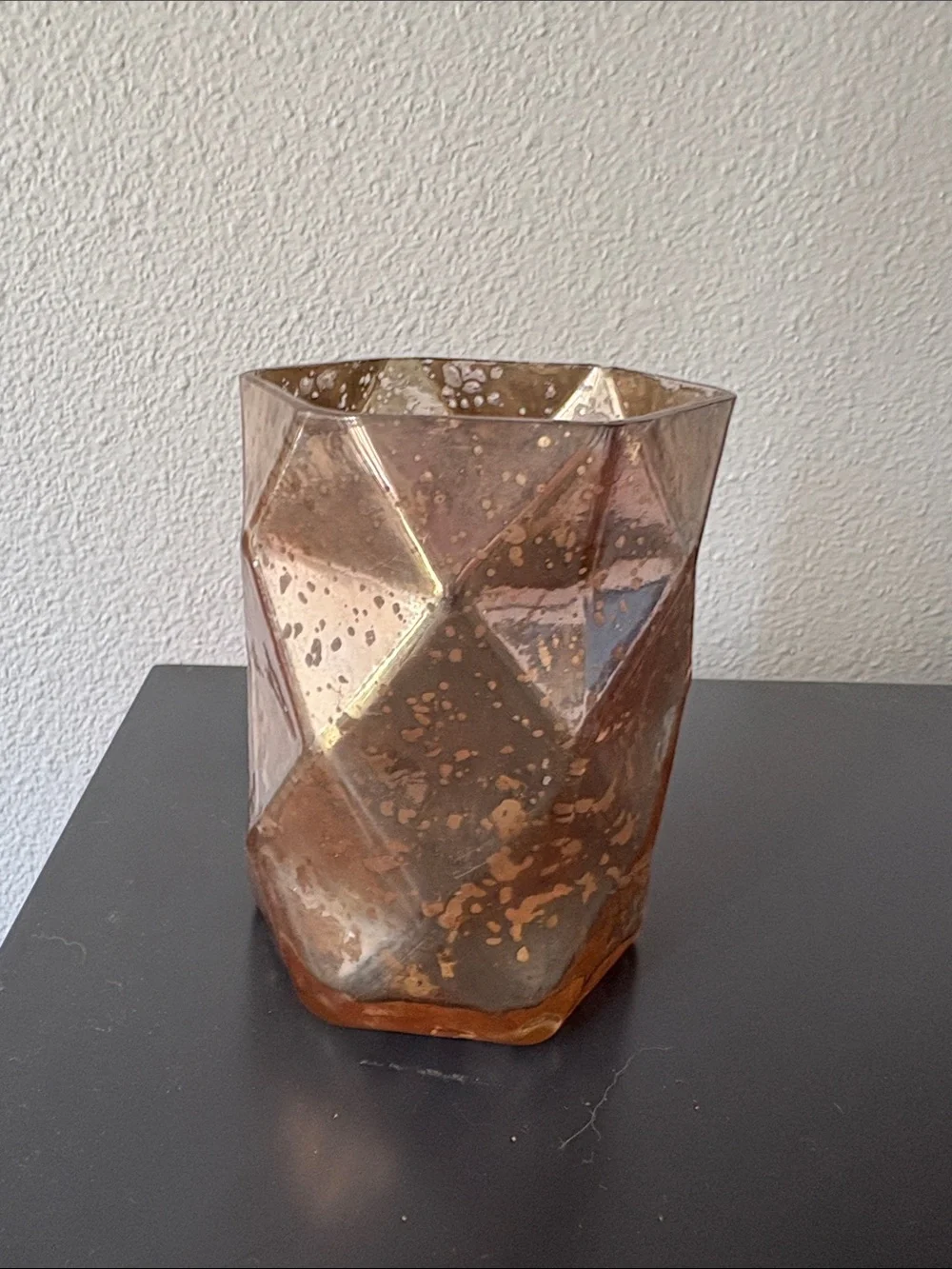 Preowned West Elm Geometric Amber Glass Votive Holder - Home Accents